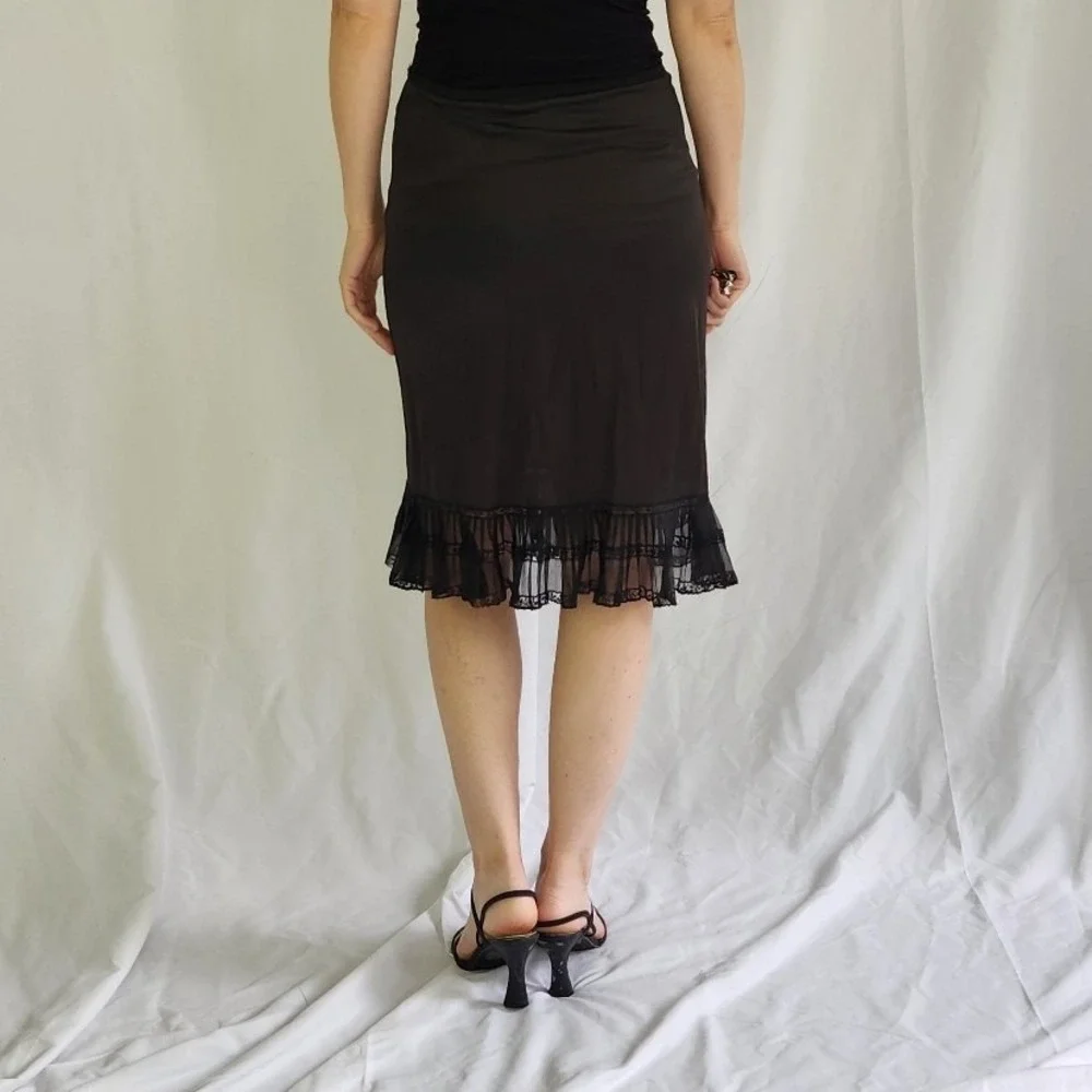 70s Black Nylon‎ Frilly Half Slip - Picture 3 of 5